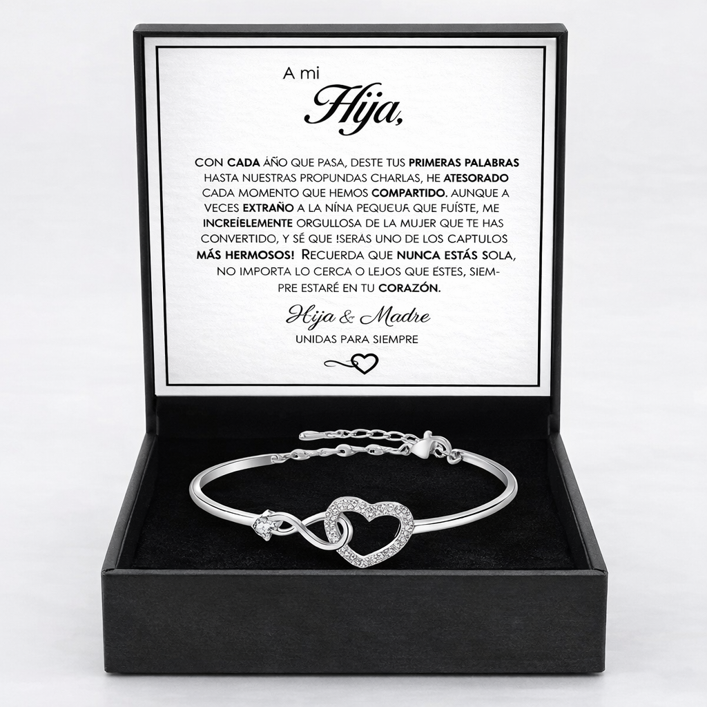 "A Mi Hija" Infinity Heart Bracelet Gift Set with Message Card