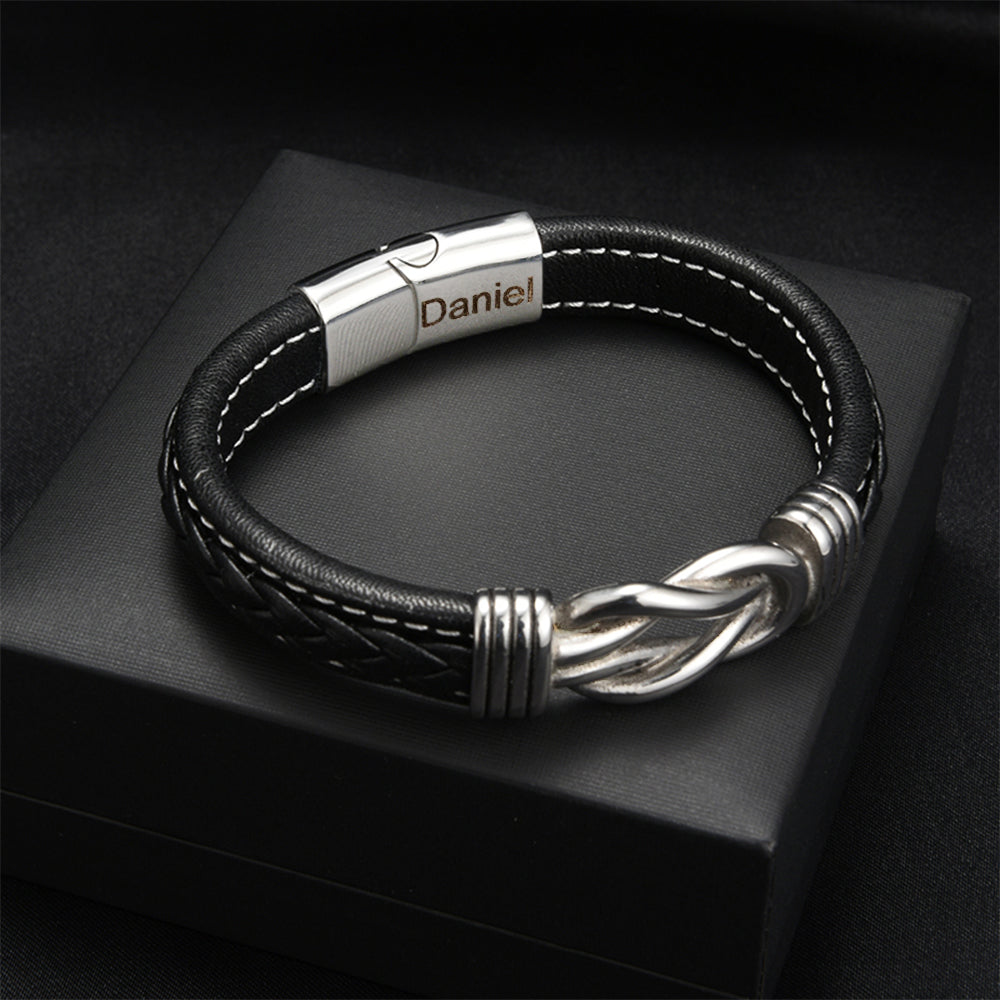 "To My Son" Infinity Knot Bracelet Gift Set with Personalized Engraved Name