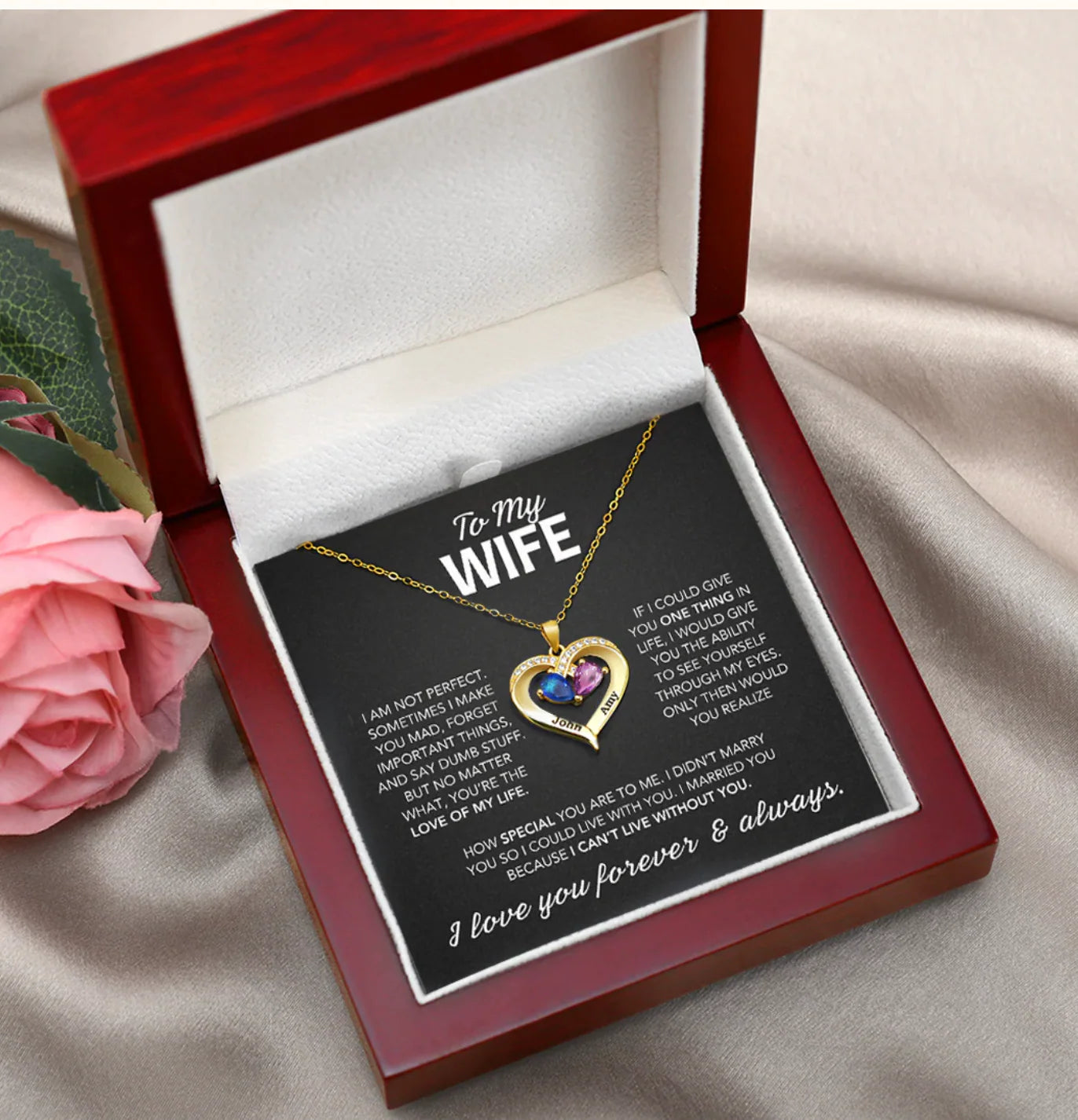 Para siempre tuyo – Collar con corazón y piedra de natal