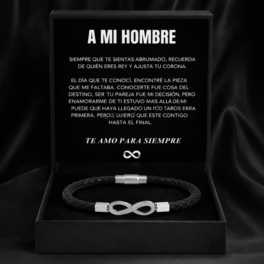 "A Mi Hombre" Personalized Infinity Bracelet For Him  Engraved Names Gift With Meaning
