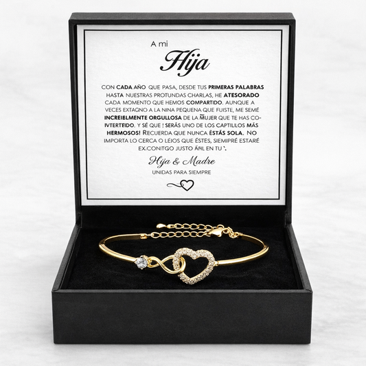 "A Mi Hija" Set de regalo de pulsera corazón infinito con tarjeta con mensaje