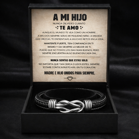 "A Mi Hijo" Set de regalo de pulsera de nudo infinito con nombre grabado personalizado