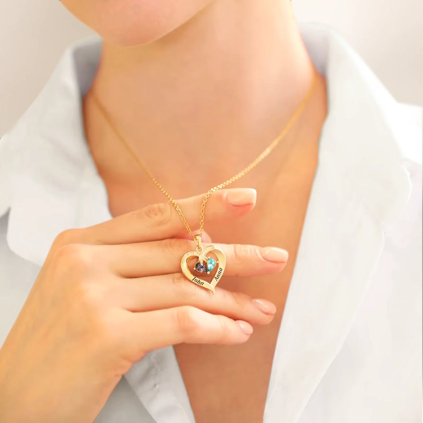 Para siempre tuyo – Collar con corazón y piedra de natal