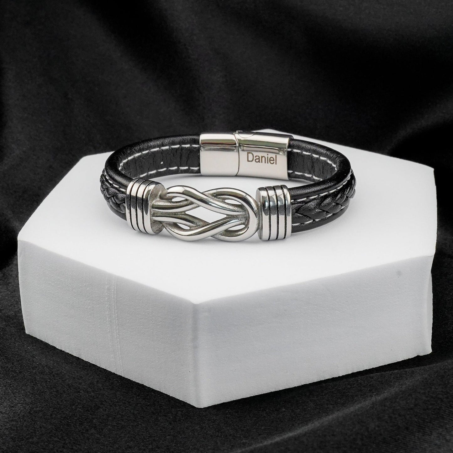 "To My Son" Infinity Knot Bracelet Gift Set with Personalized Engraved Name