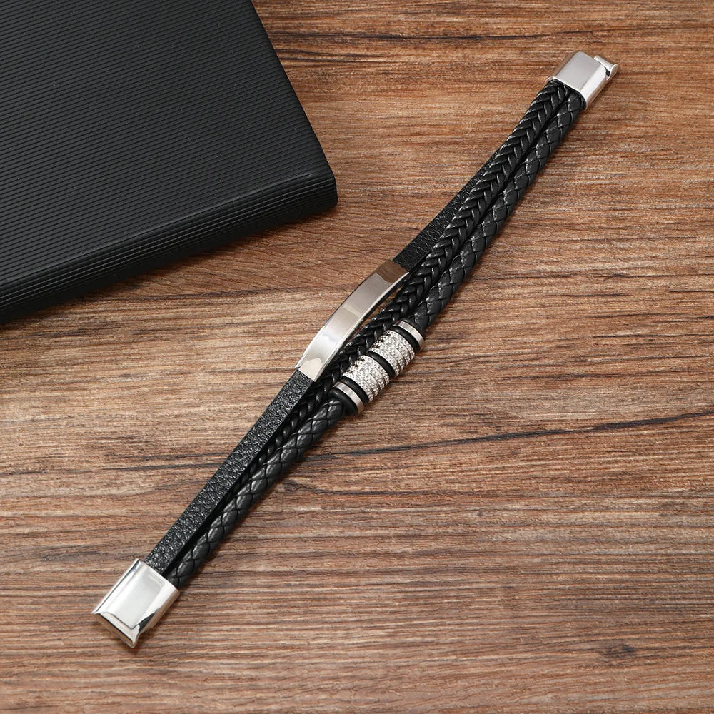 Forever Personalized Parent-to-Son Leather Bracelet — Custom Engraved Message, Masculine Design, Built for the Son Who Needs to Know His Dad/Mom Is Proud