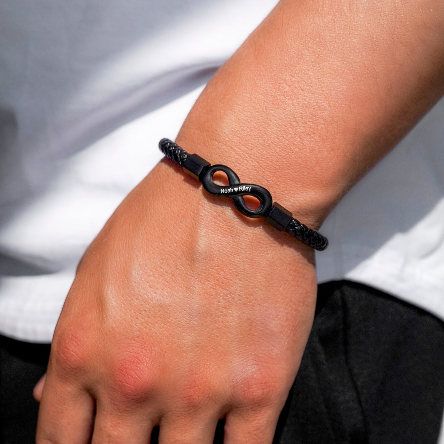 "To My Man" Personalized Infinity Bracelet For Him  Engraved Names Gift With Meaning