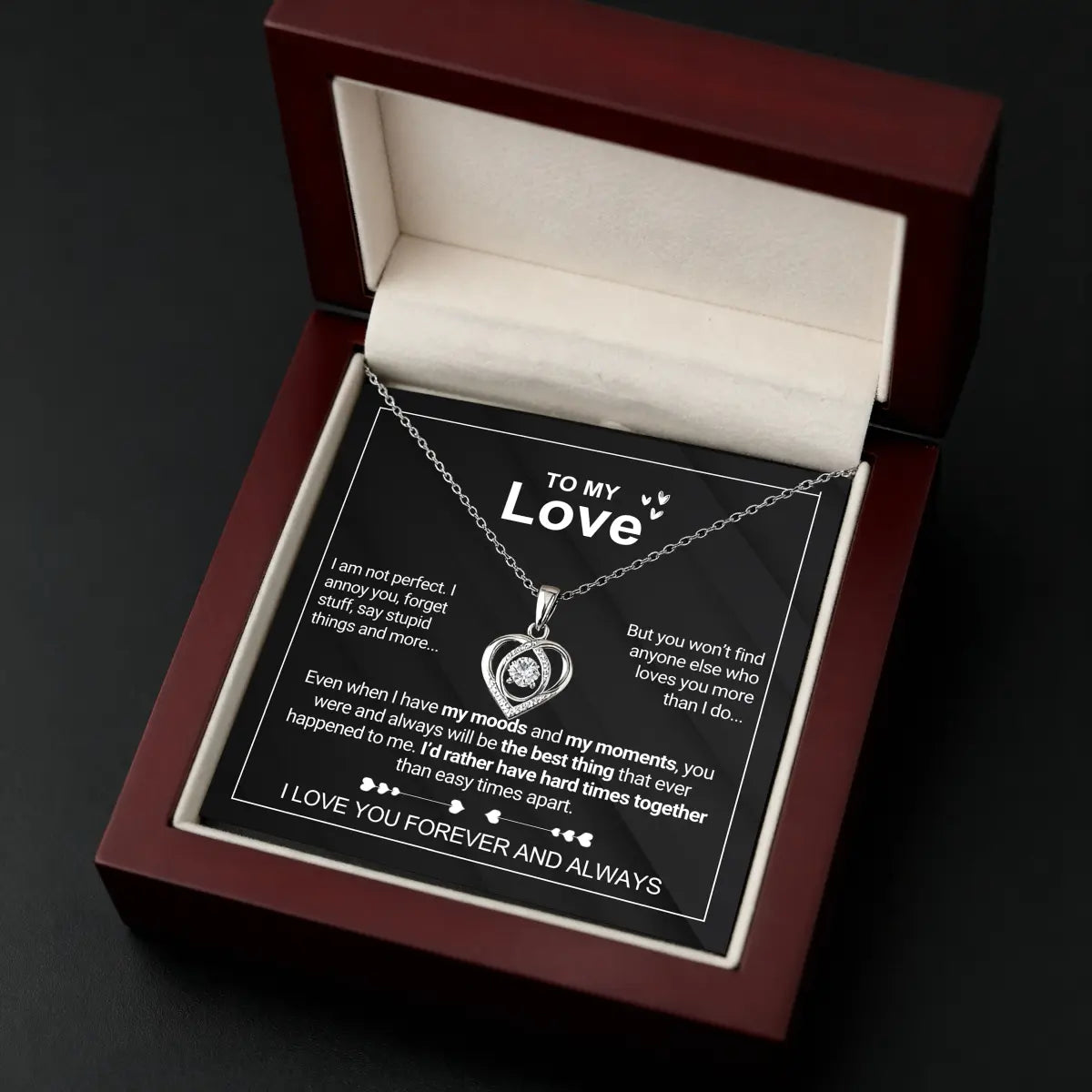 "To My Wife" Forever & Always Heart Necklace